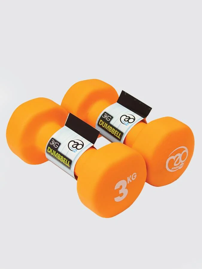 Yoga Mad Pair Of 3Kg Neo Dumbbells - Orange 7 Yoga Mad Pair Of 3Kg Neo Dumbbells - Orange - Image 5