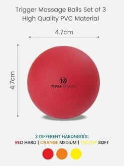 Yoga Studio Trigger Point Massage Balls Set Of 3 Red - Orange - Yellow -Yoga Supply Store 2eawrfgshaz