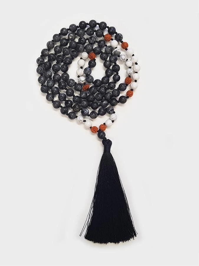 Yoga Studio Labradorite Howlite & Rudraksha Mala Beads 3 Yoga Studio Labradorite Howlite & Rudraksha Mala Beads
