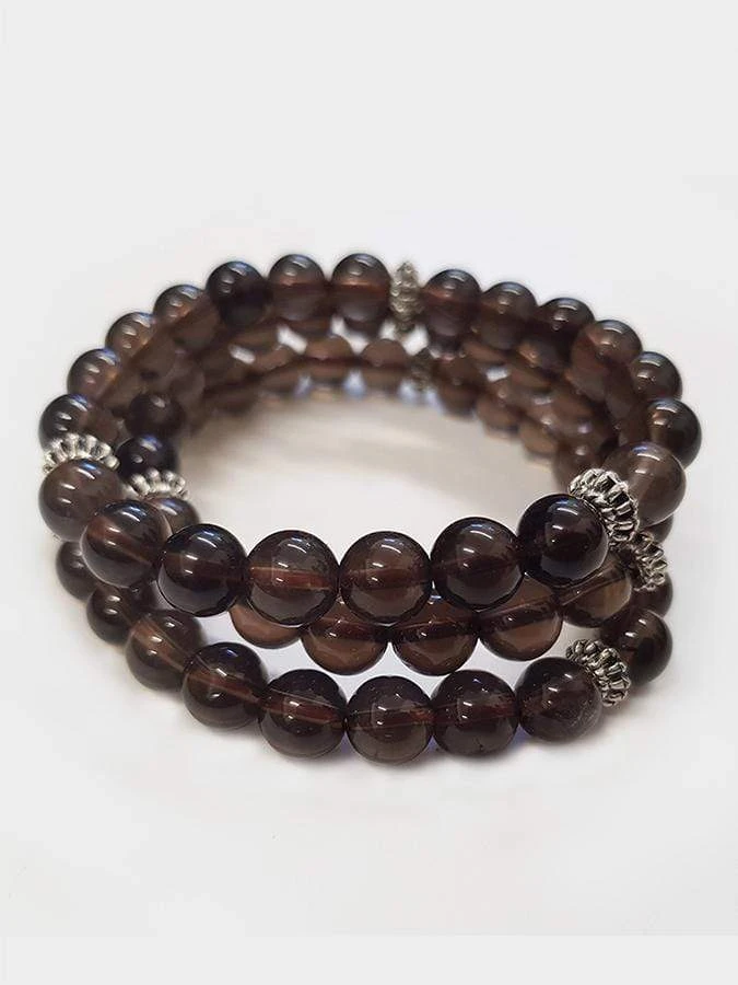 Yoga Studio Smoky Quartz Mala Bead Bracelet 5 Yoga Studio Smoky Quartz Mala Bead Bracelet - Image 3