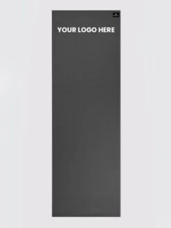 Yoga Studio 6mm Graphite Grey Yoga Mat With Custom Logo Design -Yoga Supply Store Yoga Studio Mat Graphite Grey Logo Top