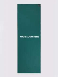 Yoga Studio 6mm Teal Yoga Mat With Custom Logo Design -Yoga Supply Store Yoga Studio Mat Teal Logo Middle