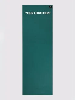 Yoga Studio 6mm Teal Yoga Mat With Custom Logo Design -Yoga Supply Store Yoga Studio Mat Teal Logo Top