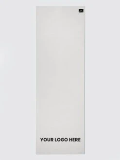 Yoga Studio 6mm White Yoga Mat With Custom Logo Design -Yoga Supply Store Yoga Studio Mat White Logo Bottom