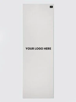 Yoga Studio 6mm White Yoga Mat With Custom Logo Design -Yoga Supply Store Yoga Studio Mat White Logo Middle