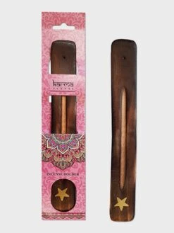 Namaste Karma Scents Brass Inlay Mango Wood Ash Holder Star