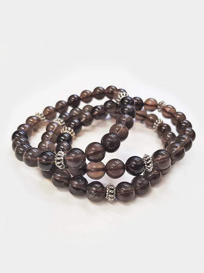 Yoga Studio Smoky Quartz Mala Bead Bracelet 4 Yoga Studio Smoky Quartz Mala Bead Bracelet - Image 2