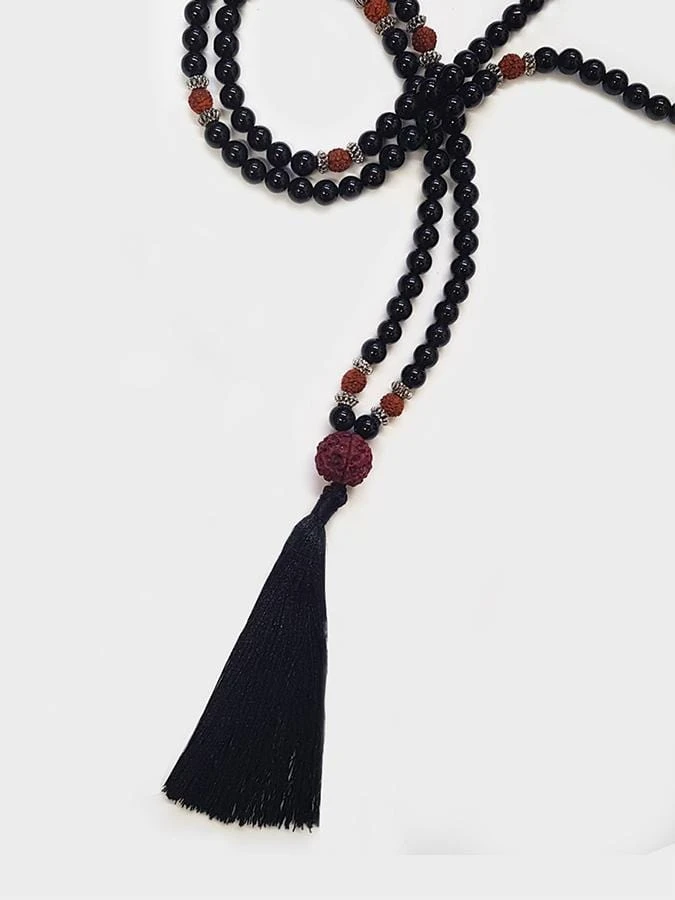 Yoga Studio Black Onyx & Rudraksha Mala Beads 4 Yoga Studio Black Onyx & Rudraksha Mala Beads - Image 2