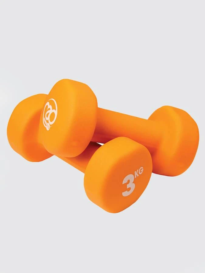 Yoga Mad Pair Of 3Kg Neo Dumbbells - Orange 3 Yoga Mad Pair Of 3Kg Neo Dumbbells - Orange