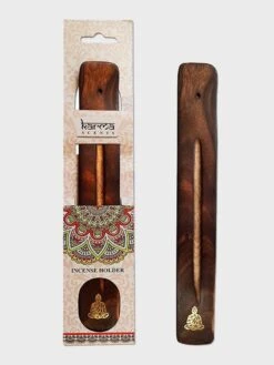 Namaste Karma Scents Brass Inlay Mango Wood Ash Holder Buddha