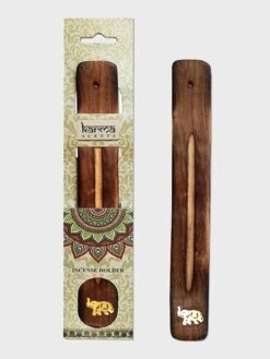 Namaste Karma Scents Brass Inlay Mango Wood Ash Holder Elephant
