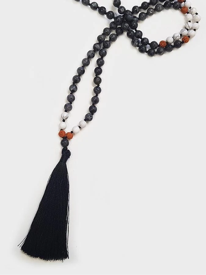 Yoga Studio Labradorite Howlite & Rudraksha Mala Beads 4 Yoga Studio Labradorite Howlite & Rudraksha Mala Beads - Image 2
