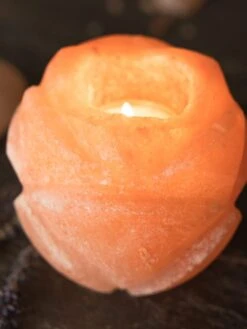 Yoga Studio Himalayan Salt Tealight Candle Holder - Lotus Flower -Yoga Supply Store q3wdaqz2tbe