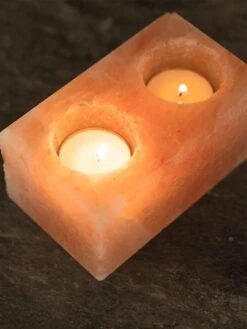 Yoga Studio Himalayan Salt Tealight Candle Holder - Double -Yoga Supply Store rjykh2331ku