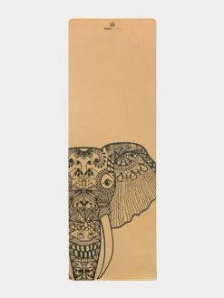 Yoga Studio Printed Elephant Cork Yoga Mat - 4mm -Yoga Supply Store spkwuqgg2yb