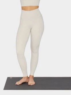 Manduka Essence Women's Leggings - Sand (High Rise - Media Pocket)