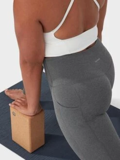 Manduka Renew Women's High Rise Yoga Leggings With Pocket - Heathered Grey -Yoga Supply Store uzd4kfemexo