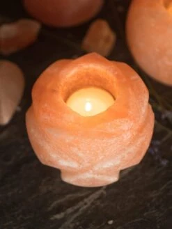 Yoga Studio Himalayan Salt Tealight Candle Holder - Lotus Flower -Yoga Supply Store wmcaktmsazw