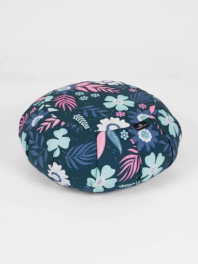 Yoga Studio Round Designed Organic BuckwheatCushion - Floral Collection 4 Yoga Studio Round Designed Organic BuckwheatCushion - Floral Collection - Image 2