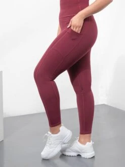 Tombo Core Pocket Women's Yoga Leggings - Burgundy